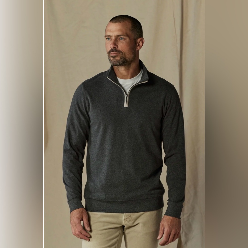 The Normal Brand Puremeso Weekend Quarter Zip Pullover Sweater Men’s M Charcoal